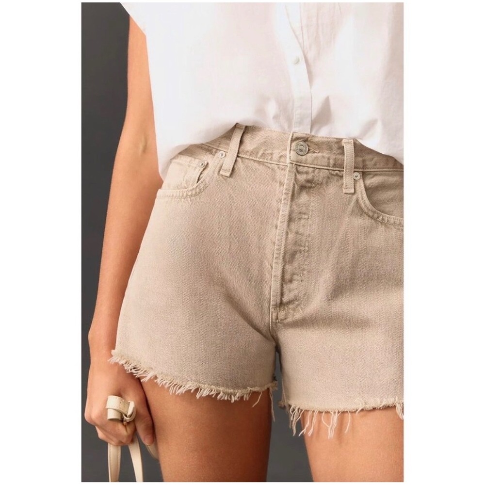 Citizens of Humanity 100% Cotton Marlow High Rise Denim Shorts Frosted Tan 28 - Picture 3 of 9